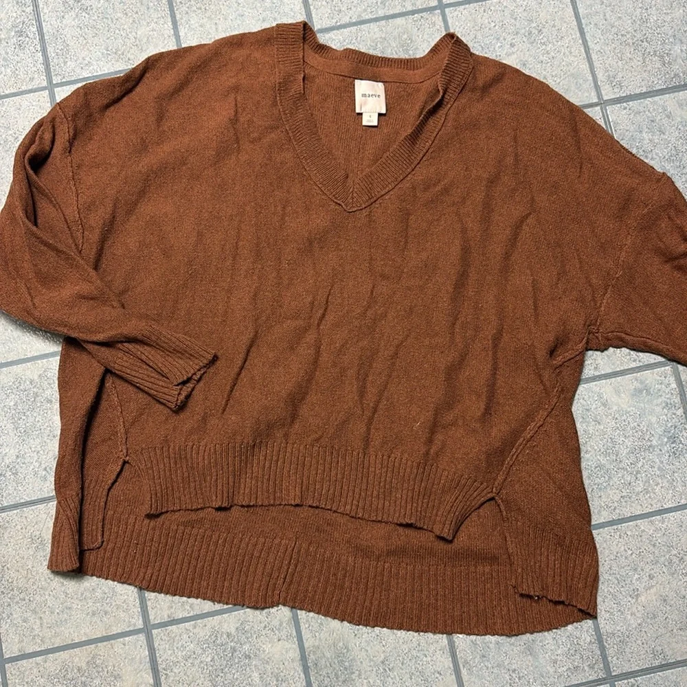 Maeve Relaxed V-Neck Sweater - Camel - Picture 2 of 6